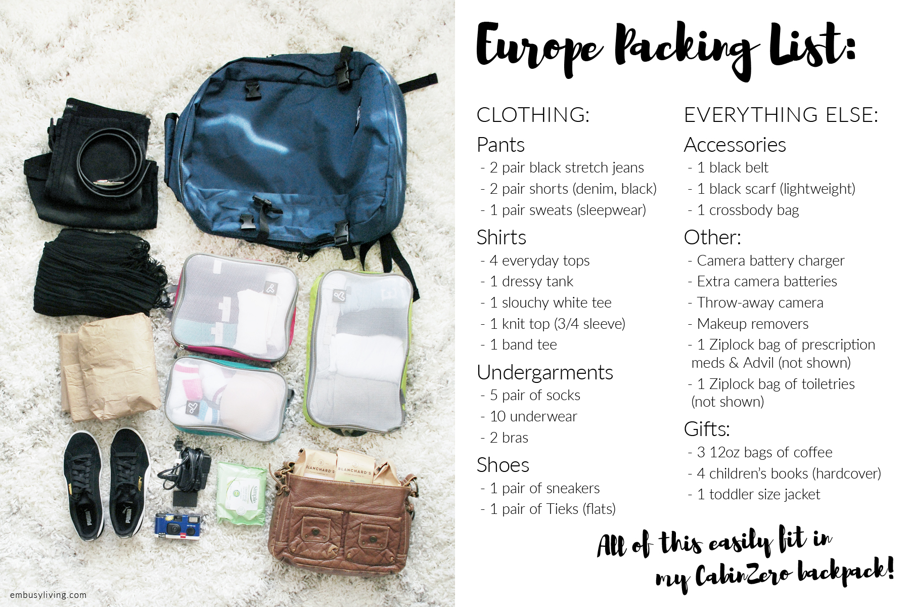 CabinZero Backpack Review & European Packing List | Em Busy Living