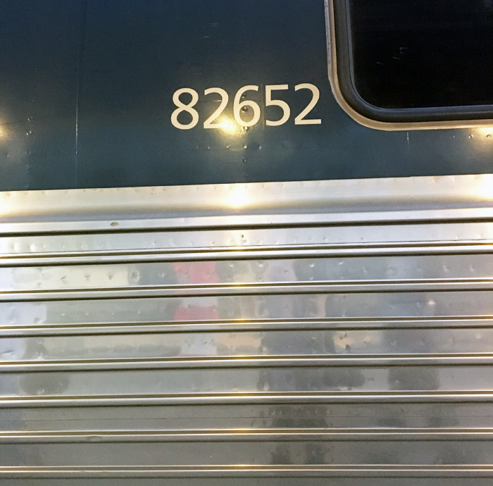A hastily snapped photo of my train car's number so I'd find it easily on the way back.